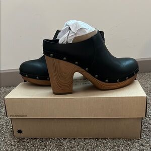 Kork-Ease Black Mules with Wooden Sole